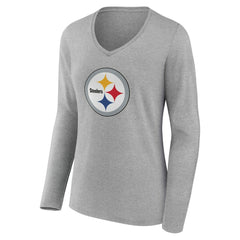 NFL Pittsburgh Steelers Women's Team Authentic Personalized Name & Number Long Sleeve V-Neck T-Shirt