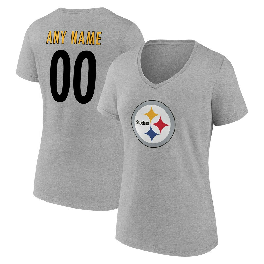 NFL Pittsburgh Steelers Women's Team Authentic Personalized Name & Number V-Neck T-Shirt