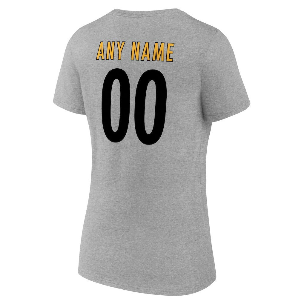 NFL Pittsburgh Steelers Women's Team Authentic Personalized Name & Number V-Neck T-Shirt