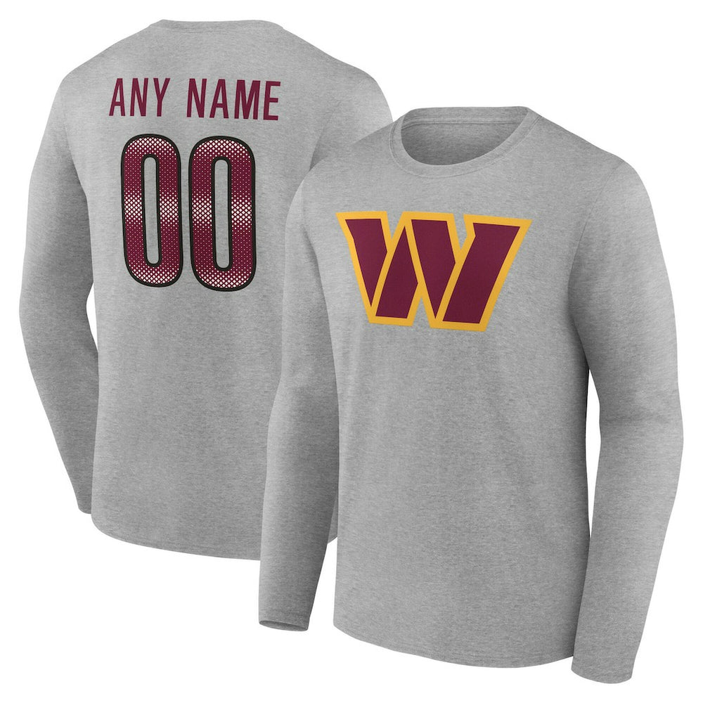 NFL Washington Commanders Team Authentic Personalized Name & Number Long Sleeve T-Shirt