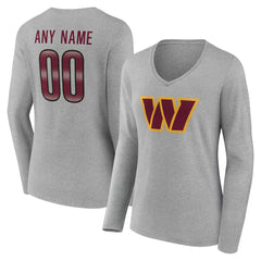 NFL Washington Commanders Women's Team Authentic Personalized Name & Number Long Sleeve V-Neck T-Shirt