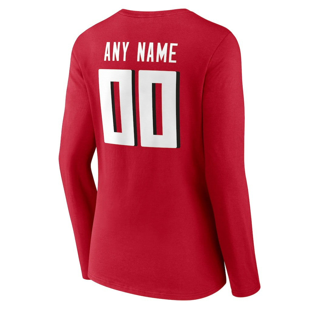 NFL Atlanta Falcons Women's Team Authentic Personalized Name & Number Long Sleeve V-Neck T-Shirt