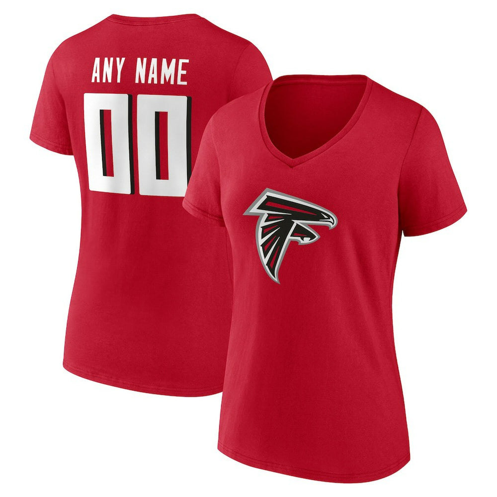 NFL Atlanta Falcons Women's Team Authentic Personalized Name & Number V-Neck T-Shirt