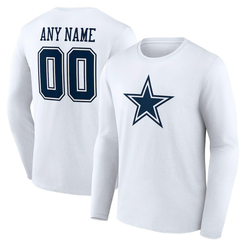 NFL Dallas Cowboys Team Authentic Personalized Name & Number Long Sleeve T-Shirt