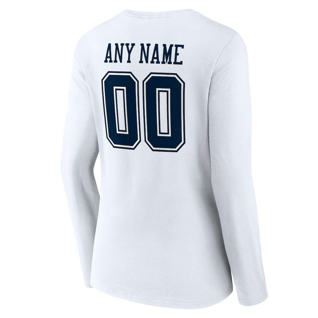 NFL Dallas Cowboys Women's Team Authentic Personalized Name & Number Long Sleeve V-Neck T-Shirt