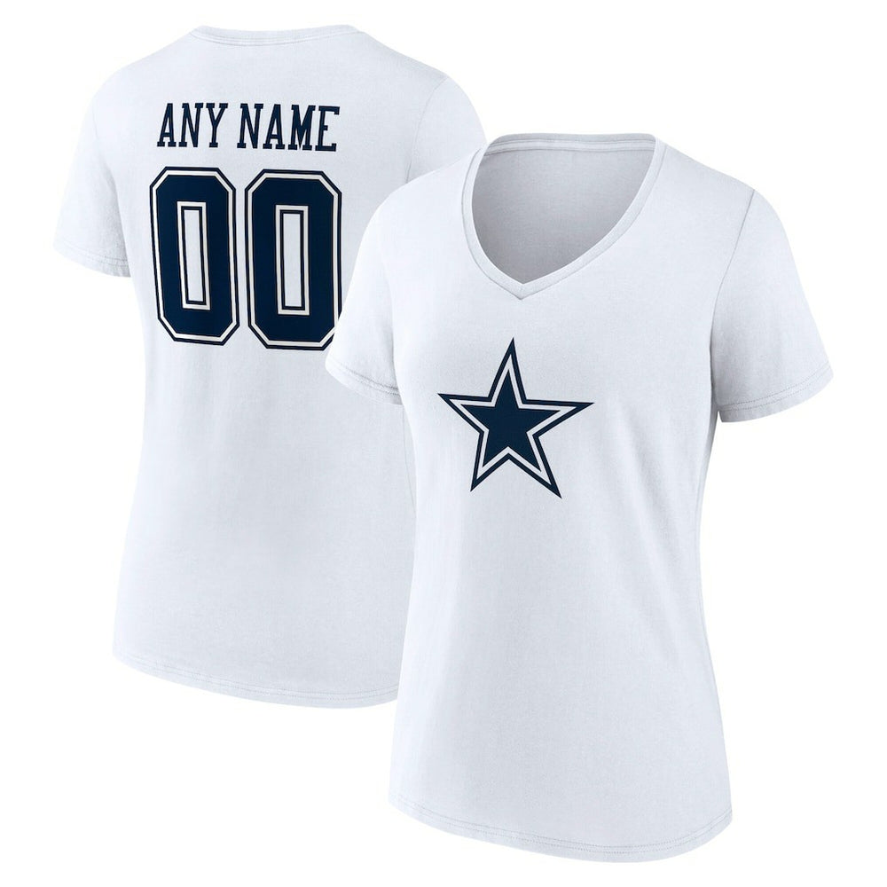 NFL Dallas Cowboys Women's Team Authentic Personalized Name & Number V-Neck T-Shirt