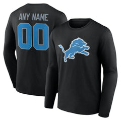 NFL Detroit Lions Team Authentic Personalized Name & Number Long Sleeve T-Shirt