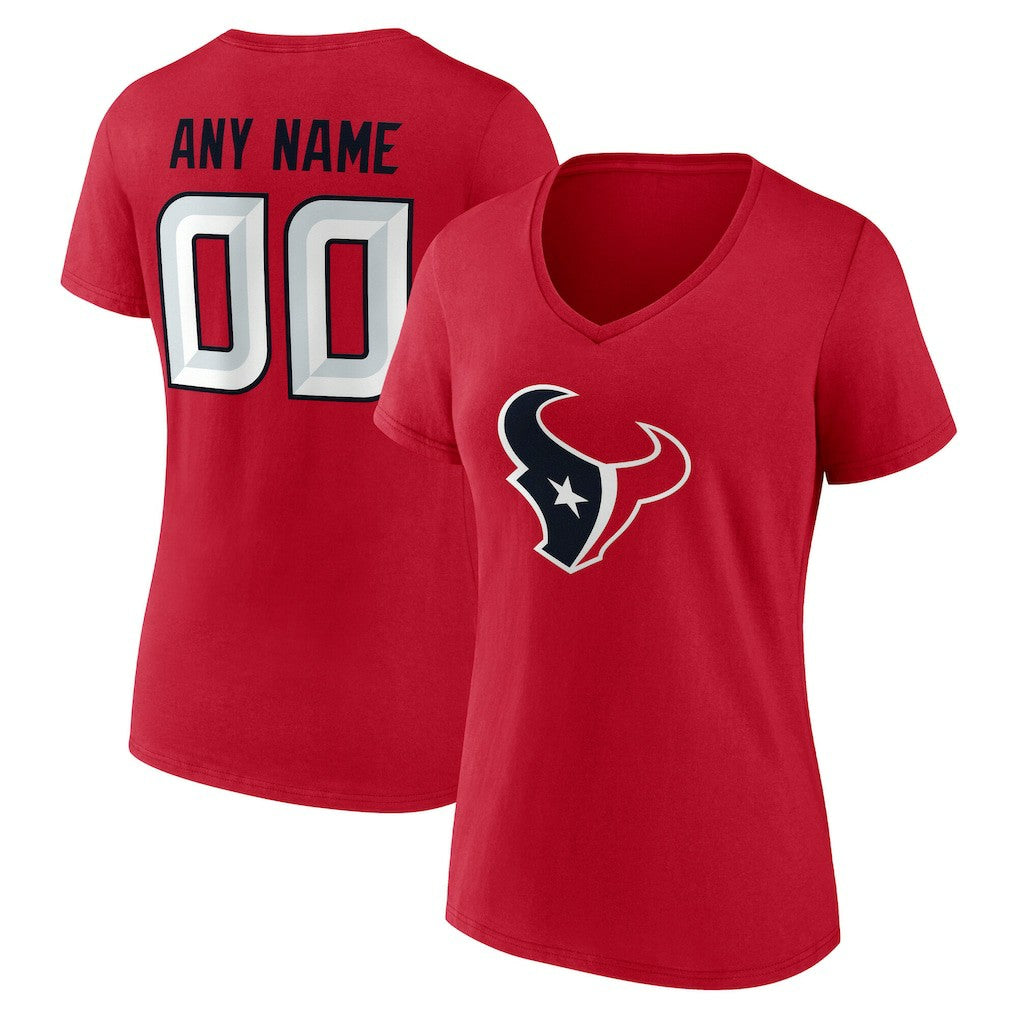 NFL Houston Texans Women's Team Authentic Personalized Name & Number V-Neck T-Shirt