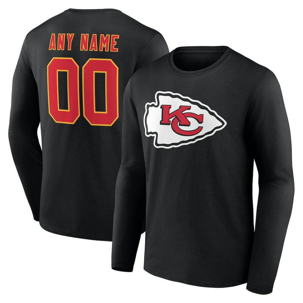 NFL Kansas City Chiefs Team Authentic Personalized Name & Number Long Sleeve T-Shirt