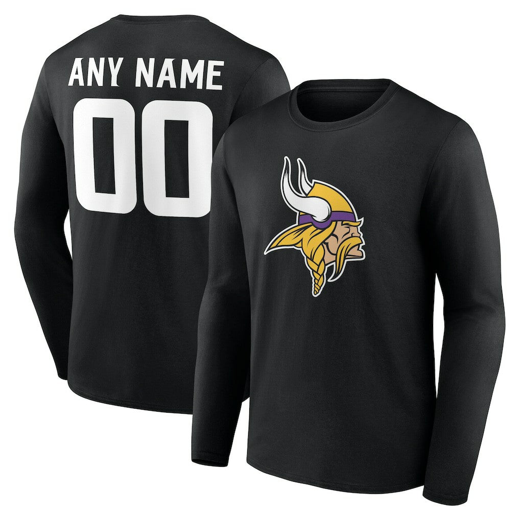 NFL Minnesota Vikings Team Authentic Personalized Name & Number Long Sleeve T-Shirt