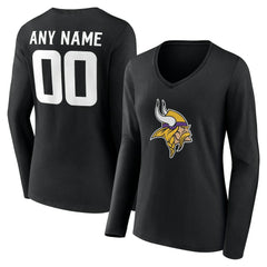 NFL Minnesota Vikings Women's Team Authentic Personalized Name & Number Long Sleeve V-Neck T-Shirt