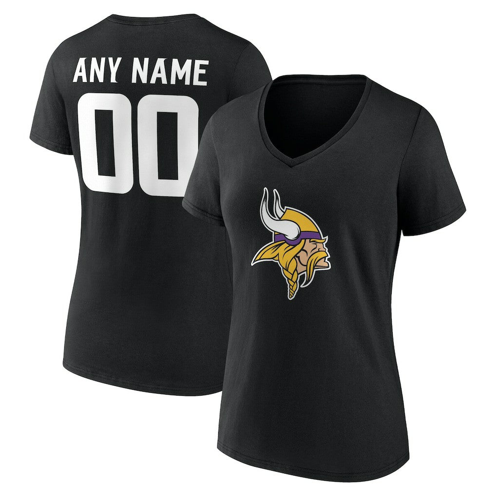 NFL Minnesota Vikings Women's Team Authentic Personalized Name & Number V-Neck T-Shirt