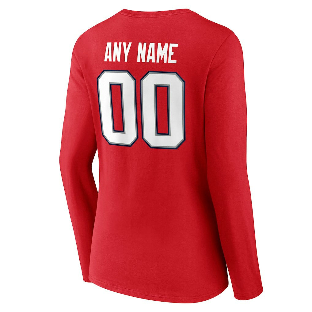 NFL New England Patriots Women's Team Authentic Personalized Name & Number Long Sleeve V-Neck T-Shirt