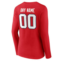 NFL New England Patriots Women's Team Authentic Personalized Name & Number Long Sleeve V-Neck T-Shirt