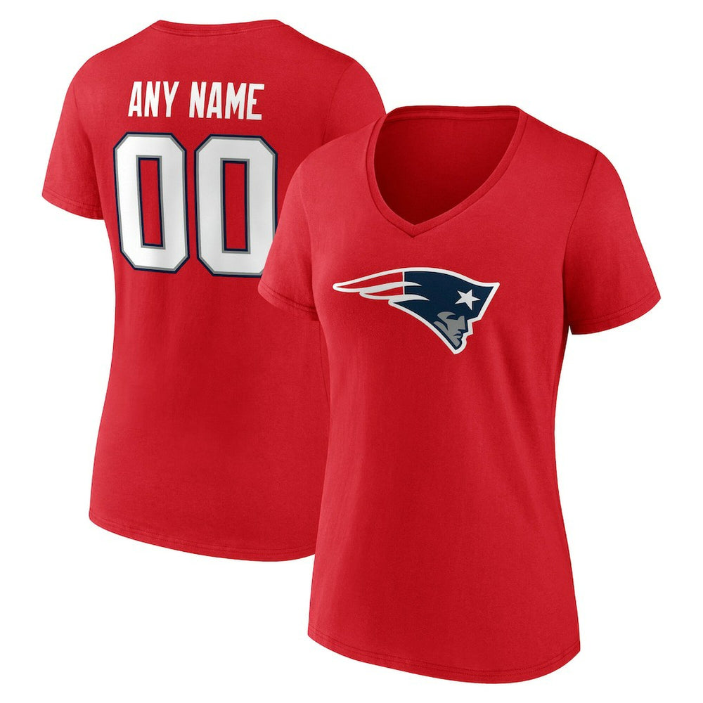 NFL New England Patriots Women's Team Authentic Personalized Name & Number V-Neck T-Shirt