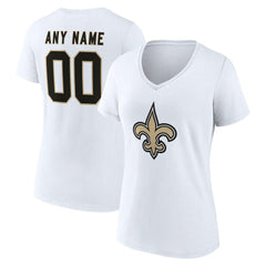 NFL New Orleans Saints Women's Team Authentic Personalized Name & Number V-Neck T-Shirt