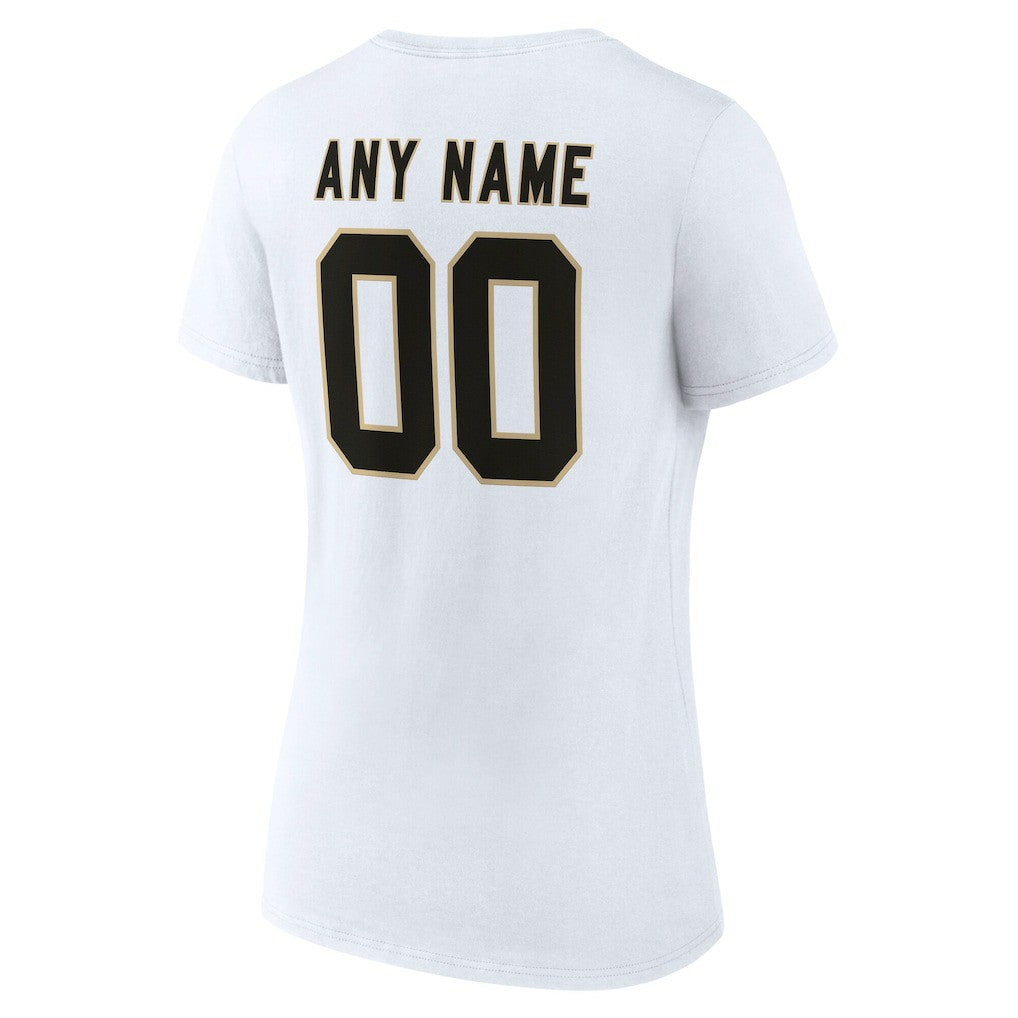 NFL New Orleans Saints Women's Team Authentic Personalized Name & Number V-Neck T-Shirt