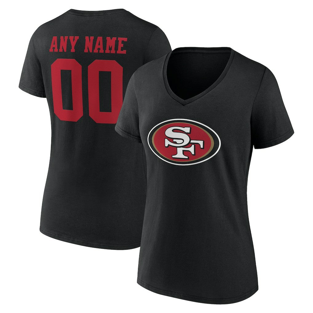 NFL San Francisco 49ers Women's Team Authentic Personalized Name & Number V-Neck T-Shirt