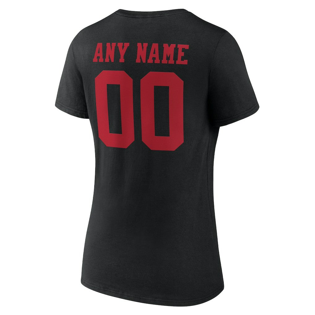 NFL San Francisco 49ers Women's Team Authentic Personalized Name & Number V-Neck T-Shirt