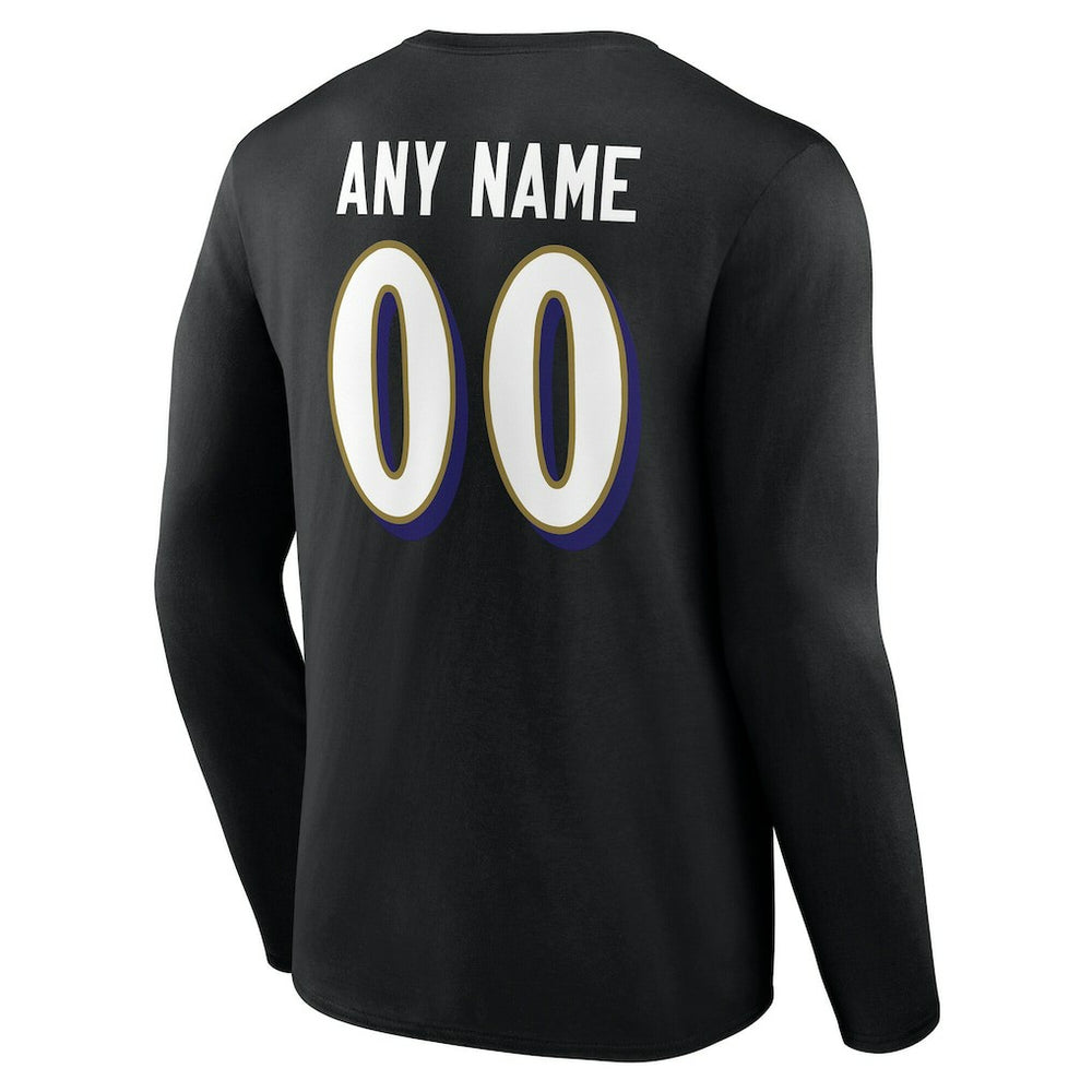NFL Baltimore Ravens Team Authentic Personalized Name & Number Long Sleeve T-Shirt