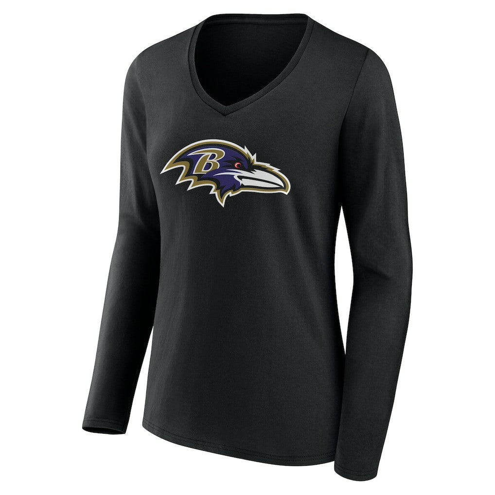 NFL Baltimore Ravens Women's Team Authentic Personalized Name & Number Long Sleeve V-Neck T-Shirt