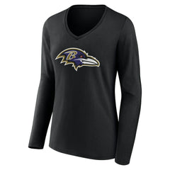 NFL Baltimore Ravens Women's Team Authentic Personalized Name & Number Long Sleeve V-Neck T-Shirt