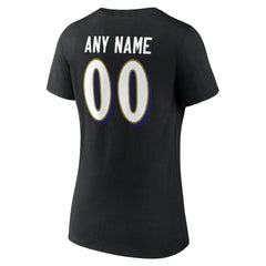 NFL Baltimore Ravens Women's Team Authentic Personalized Name & Number V-Neck T-Shirt