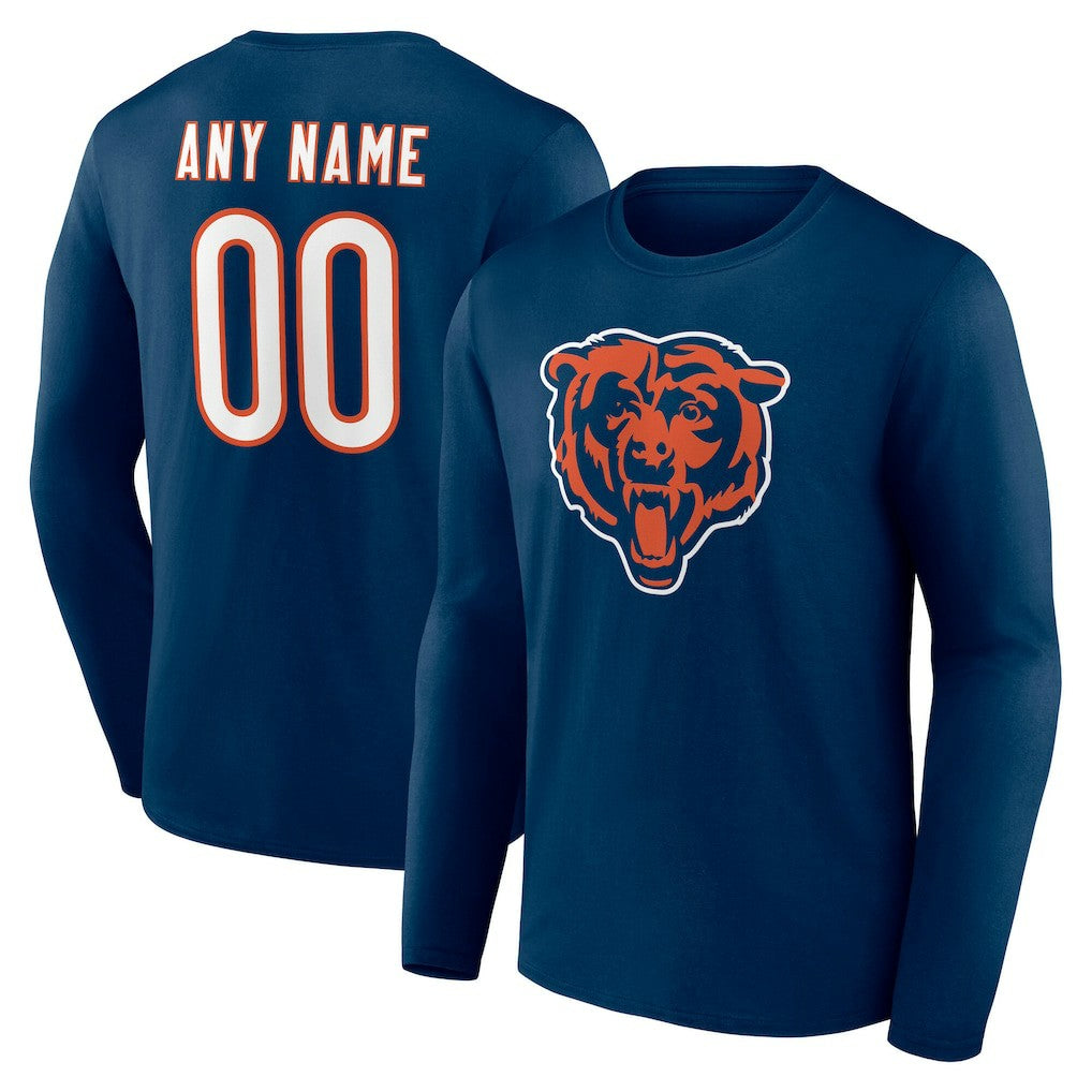 NFL Chicago Bears Team Authentic Personalized Name & Number Long Sleeve T-Shirt