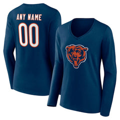 NFL Chicago Bears Women's Team Authentic Personalized Name & Number Long Sleeve V-Neck T-Shirt