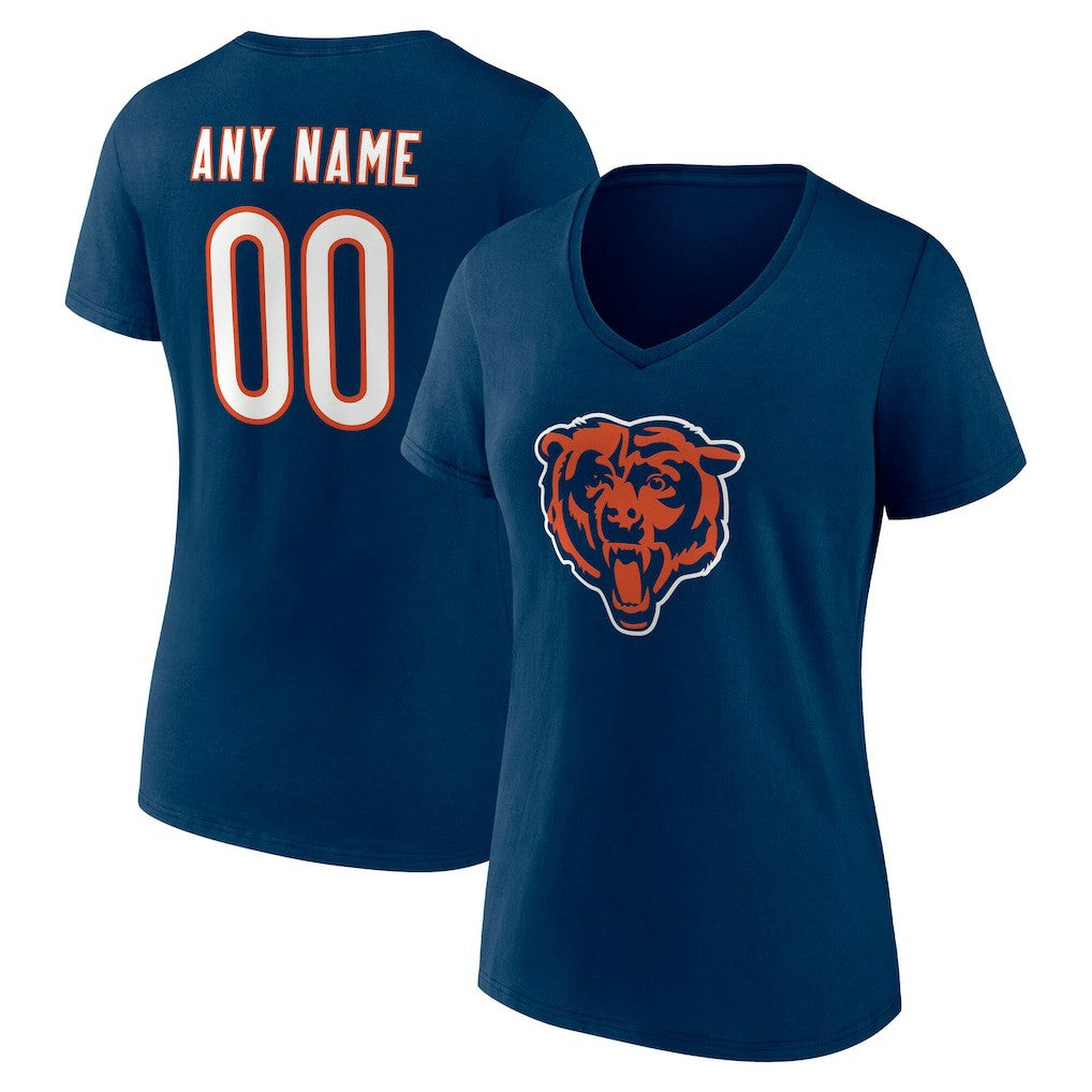 NFL Chicago Bears Women's Team Authentic Personalized Name & Number V-Neck T-Shirt