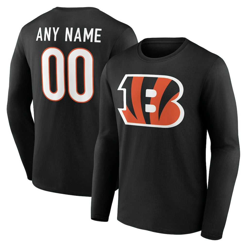 NFL Cincinnati Bengals Team Authentic Personalized Name & Number Long Sleeve T-Shirt