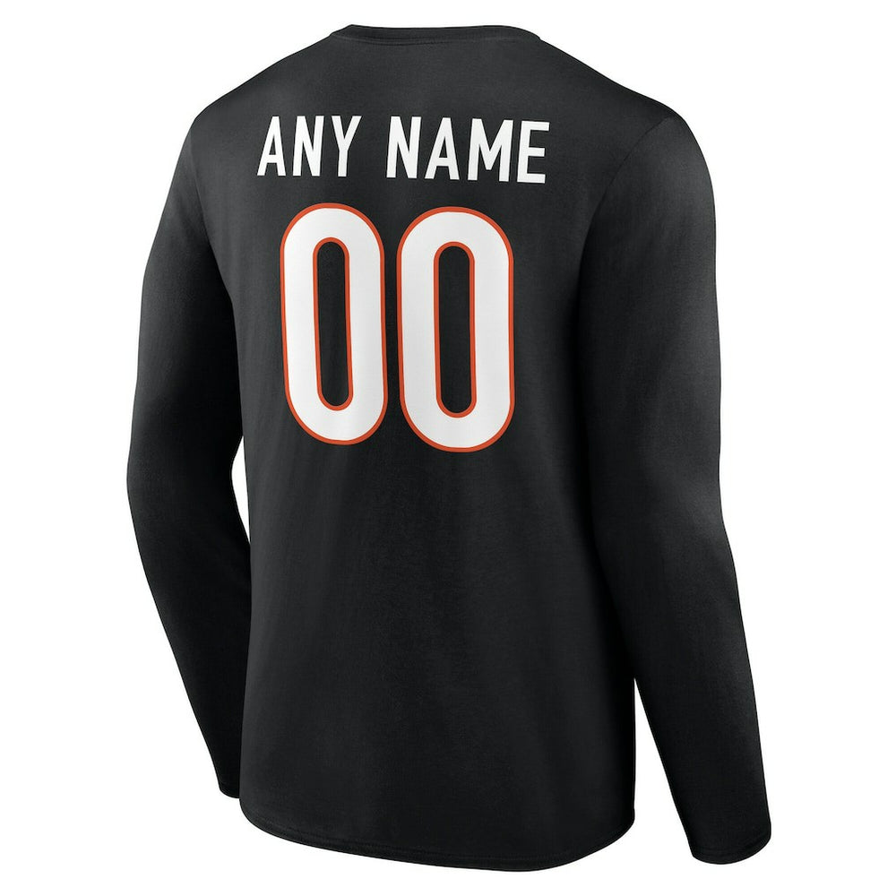NFL Cincinnati Bengals Team Authentic Personalized Name & Number Long Sleeve T-Shirt