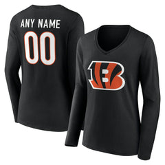 NFL Cincinnati Bengals Women's Team Authentic Personalized Name & Number Long Sleeve V-Neck T-Shirt