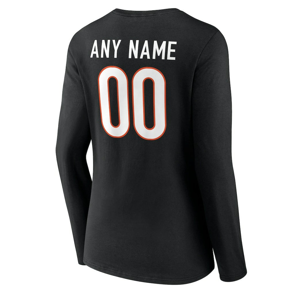 NFL Cincinnati Bengals Women's Team Authentic Personalized Name & Number Long Sleeve V-Neck T-Shirt