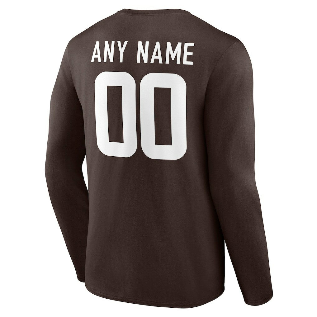NFL Cleveland Browns Team Authentic Personalized Name & Number Long Sleeve T-Shirt