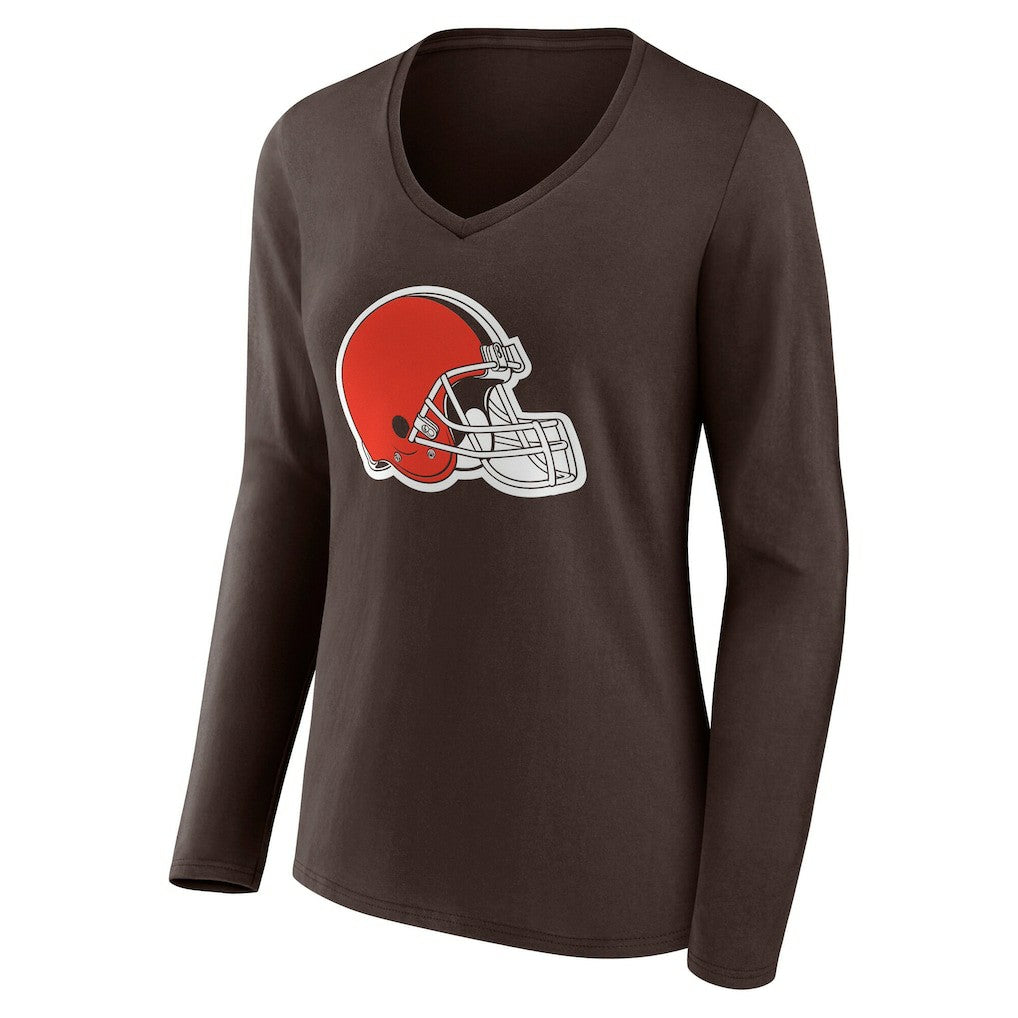 NFL Cleveland Browns Women's Team Authentic Personalized Name & Number Long Sleeve V-Neck T-Shirt