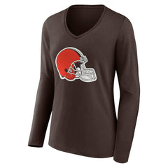 NFL Cleveland Browns Women's Team Authentic Personalized Name & Number Long Sleeve V-Neck T-Shirt