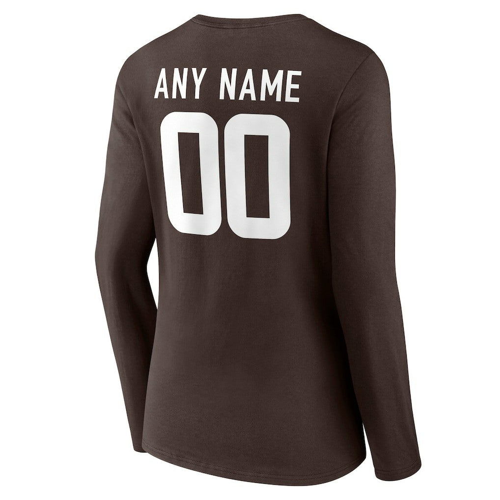 NFL Cleveland Browns Women's Team Authentic Personalized Name & Number Long Sleeve V-Neck T-Shirt