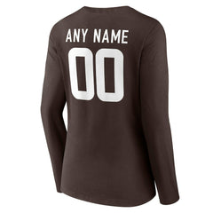 NFL Cleveland Browns Women's Team Authentic Personalized Name & Number Long Sleeve V-Neck T-Shirt