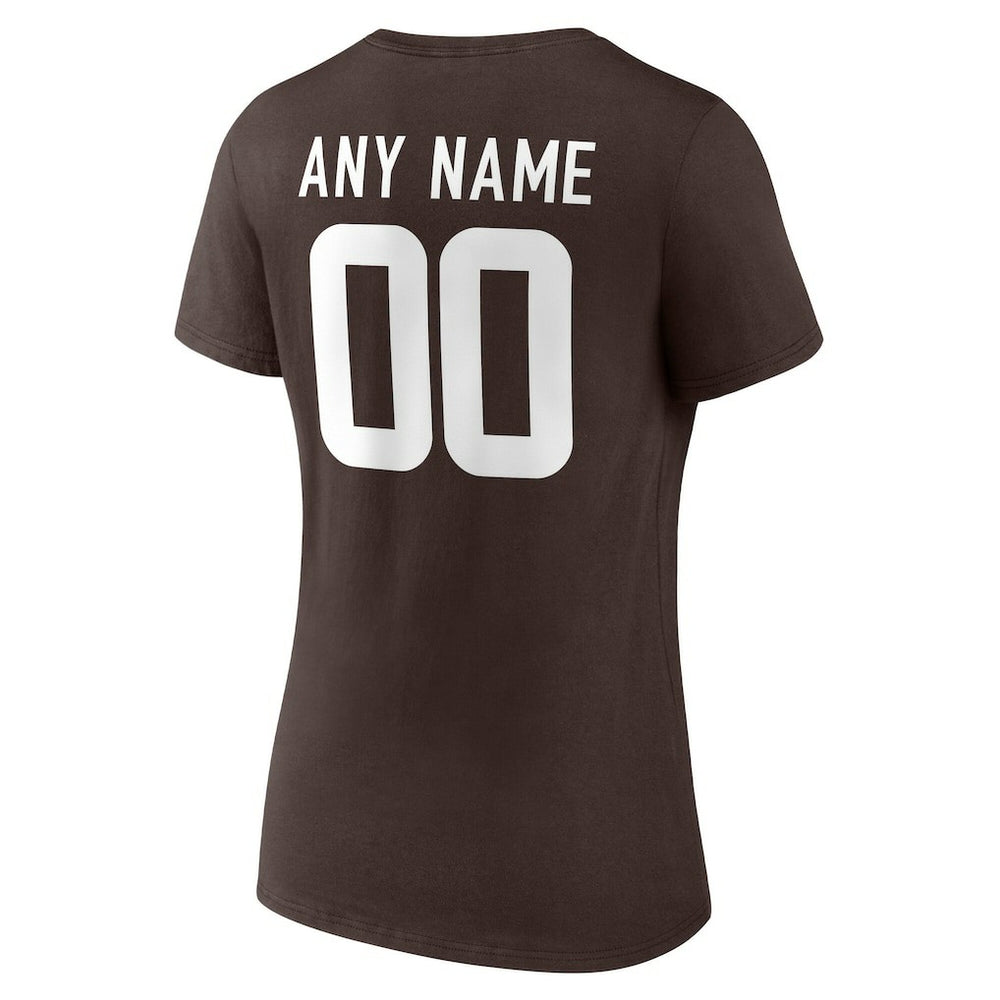 NFL Cleveland Browns Women's Team Authentic Personalized Name & Number V-Neck T-Shirt
