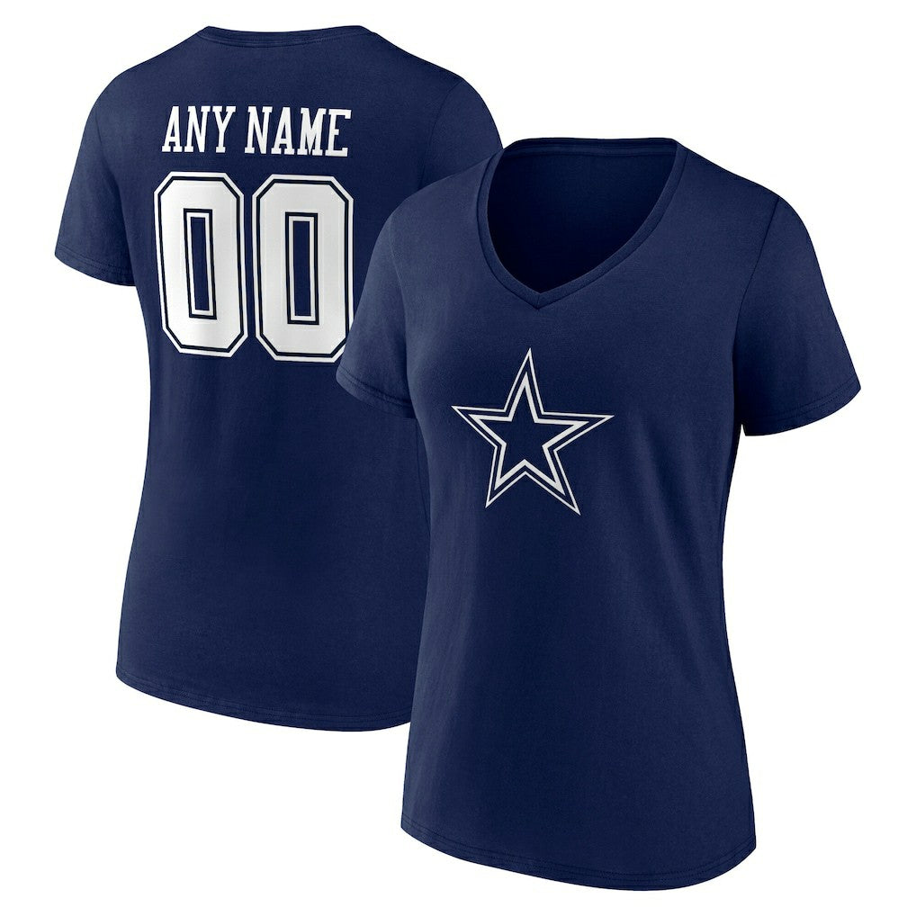 NFL Dallas Cowboys Women's Team Authentic Personalized Name & Number V-Neck T-Shirt