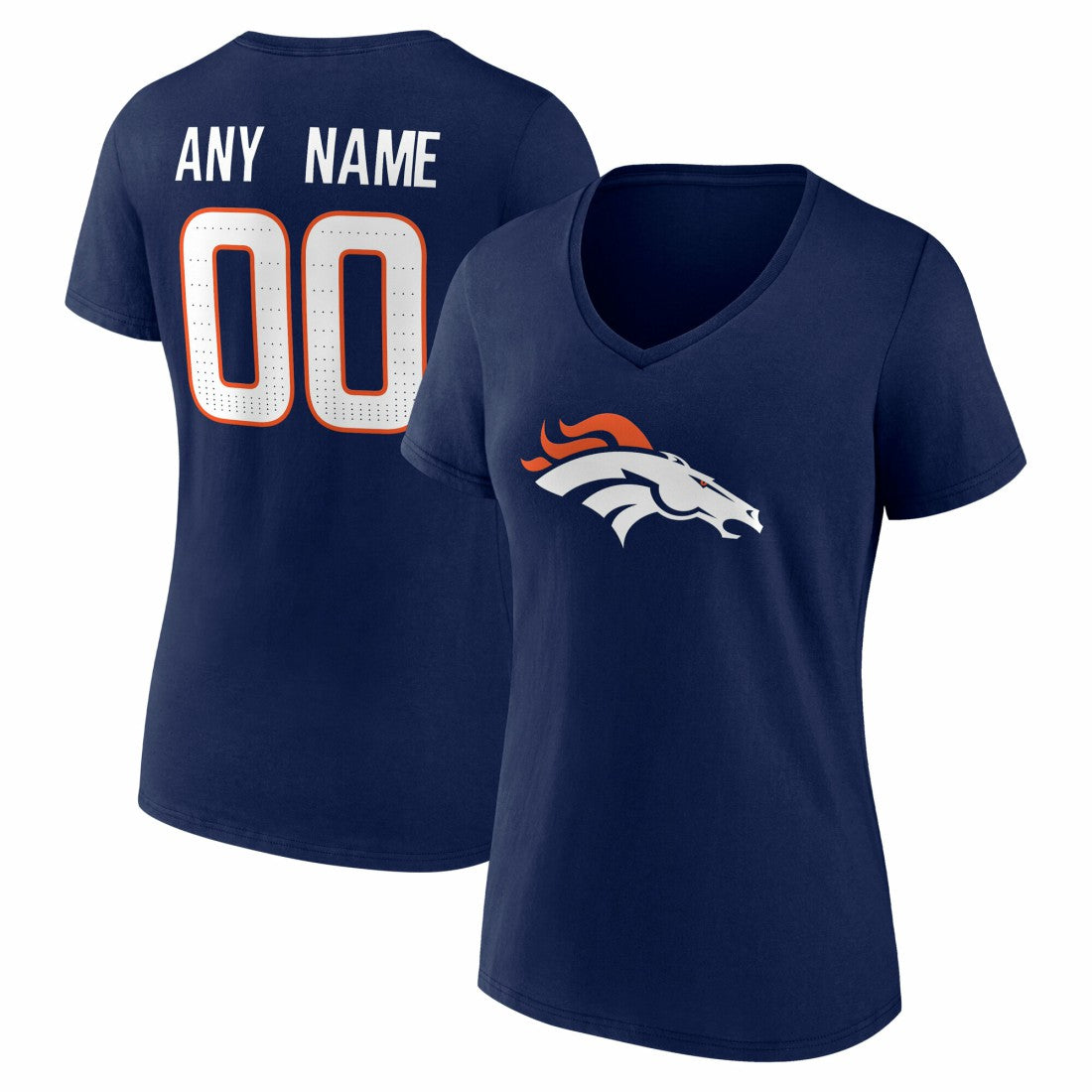 NFL Denver Broncos Women's Team Authentic Personalized Name & Number V-Neck T-Shirt