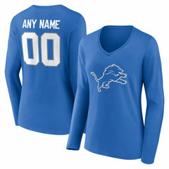 NFL Detroit Lions Women's Team Authentic Personalized Name & Number Long Sleeve V-Neck T-Shirt