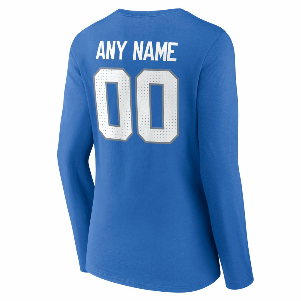 NFL Detroit Lions Women's Team Authentic Personalized Name & Number Long Sleeve V-Neck T-Shirt