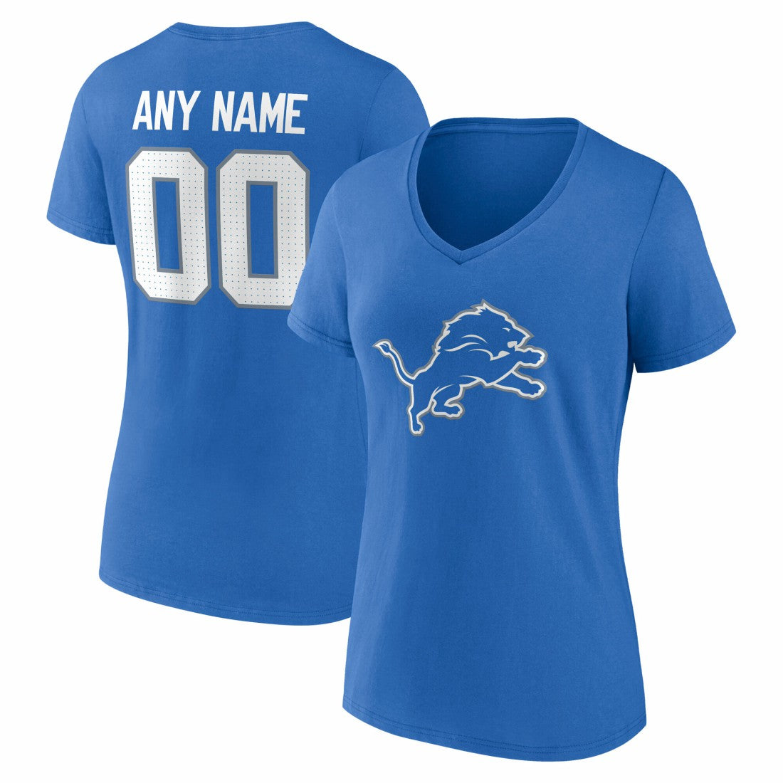 NFL Detroit Lions Women's Team Authentic Personalized Name & Number V-Neck T-Shirt