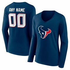 NFL Houston Texans Women's Team Authentic Personalized Name & Number Long Sleeve V-Neck T-Shirt