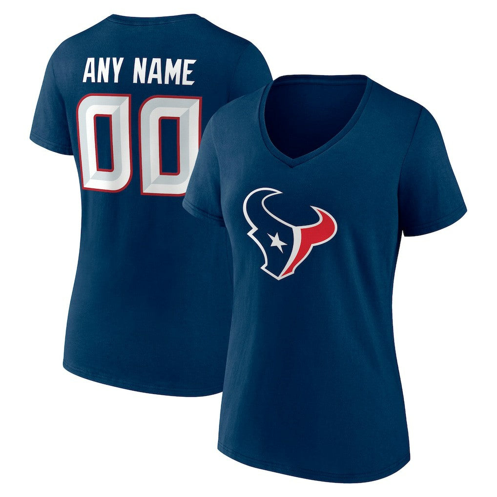 NFL Houston Texans Women's Team Authentic Personalized Name & Number V-Neck T-Shirt
