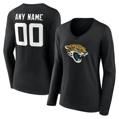 NFL Jacksonville Jaguars Women's Team Authentic Personalized Name & Number Long Sleeve V-Neck T-Shirt