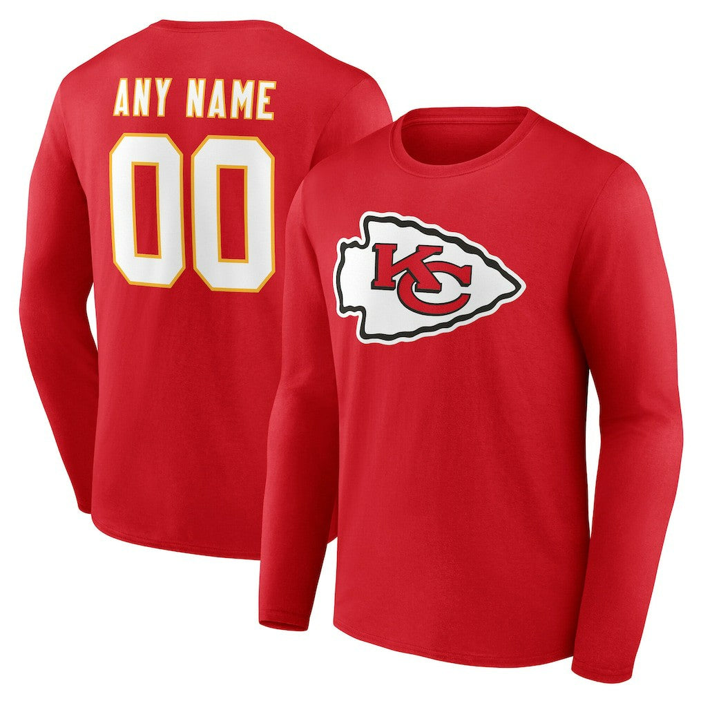 NFL Kansas City Chiefs Team Authentic Personalized Name & Number Long Sleeve T-Shirt