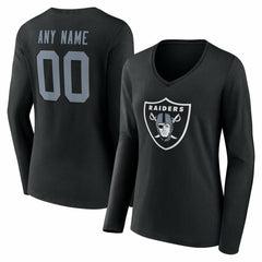NFL Las Vegas Raiders Women's Team Authentic Personalized Name & Number Long Sleeve V-Neck T-Shirt